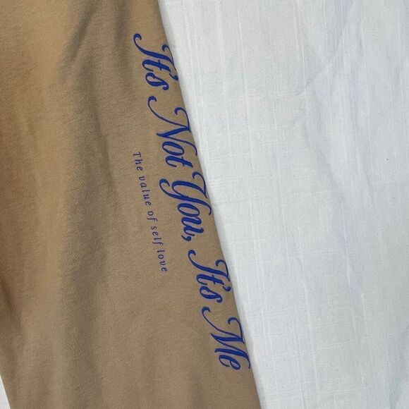 The Mayfair Group Tan It’s Not You It’s Me Elastic Waistband Sweatpants Medium - Picture 2 of 9